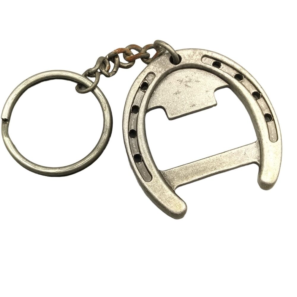 Horseshoe Bottle Opener Keychain Vintage Key Ring Fob